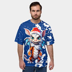 Футболка оверсайз мужская Новогодний дракошка, цвет: 3D-принт — фото 2