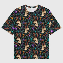 Футболка оверсайз мужская Череп с рогами, цвет: 3D-принт