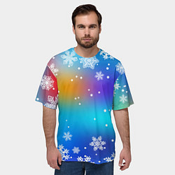 Футболка оверсайз мужская Снегопад на Новый год, цвет: 3D-принт — фото 2