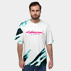 Футболка оверсайз мужская Cyberpunk2077 stripes, цвет: 3D-принт — фото 2