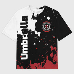Футболка оверсайз мужская Umbrella Security на спортивном красно бело чёрном, цвет: 3D-принт