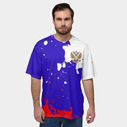 Футболка оверсайз мужская Российский герб на триколоре, цвет: 3D-принт — фото 2