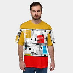 Футболка оверсайз мужская Узор красного горчичного цвета, цвет: 3D-принт — фото 2