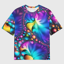 Футболка оверсайз мужская Розово синий фрактал, цвет: 3D-принт