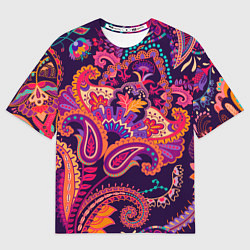 Футболка оверсайз мужская Индийские этнические узоры, цвет: 3D-принт