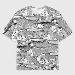 Мужская футболка оверсайз Экзотические рыбы в кораллах