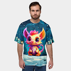 Футболка оверсайз мужская Маленький пушистый дракошка, цвет: 3D-принт — фото 2