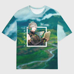 Футболка оверсайз мужская Аль-Хайтам на фоне природы, цвет: 3D-принт