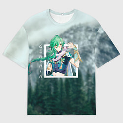 Футболка оверсайз мужская Бай Чжу на фоне природы, цвет: 3D-принт