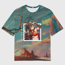 Футболка оверсайз мужская Дэхья на фоне природы, цвет: 3D-принт