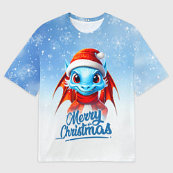 Футболка оверсайз мужская Веселый новогодний дракончик, цвет: 3D-принт