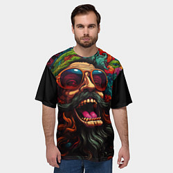 Футболка оверсайз мужская Дед мороз хиппи, цвет: 3D-принт — фото 2