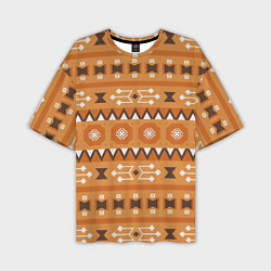 Футболка оверсайз мужская Brown tribal geometric, цвет: 3D-принт