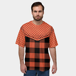 Футболка оверсайз мужская Стёжка: рыжая клетка, цвет: 3D-принт — фото 2