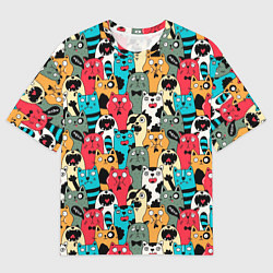 Футболка оверсайз мужская Мультяшные коты, цвет: 3D-принт