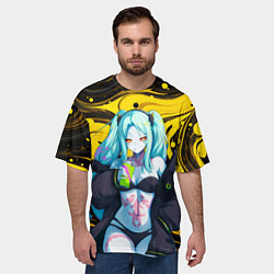 Футболка оверсайз мужская Ребекка и Киберпанк, цвет: 3D-принт — фото 2