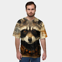 Футболка оверсайз мужская Енот в стиле диаграмм Давинчи, цвет: 3D-принт — фото 2
