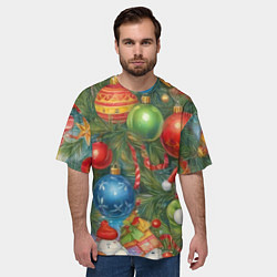 Футболка оверсайз мужская Новогодний принт на елке, цвет: 3D-принт — фото 2