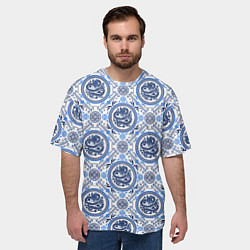 Футболка оверсайз мужская Драконы в стиле гжели, цвет: 3D-принт — фото 2