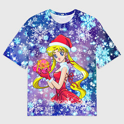 Футболка оверсайз мужская Новогодняя Сейлор Мун, цвет: 3D-принт