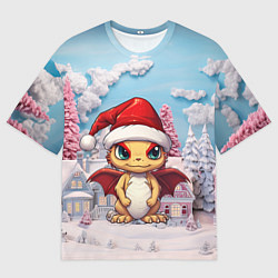 Футболка оверсайз мужская Новый год 2024 символ года дракон, цвет: 3D-принт