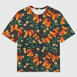 Футболка оверсайз мужская Лилии и пчёлы, цвет: 3D-принт