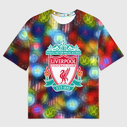 Футболка оверсайз мужская Liverpool все logo неон, цвет: 3D-принт
