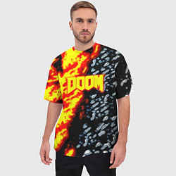 Футболка оверсайз мужская Doom огненное лого, цвет: 3D-принт — фото 2