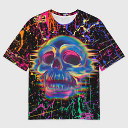 Футболка оверсайз мужская Расплавленный череп с брызгами краски, цвет: 3D-принт