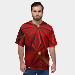 Футболка оверсайз мужская Красный материал со складками, цвет: 3D-принт — фото 2