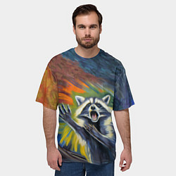 Футболка оверсайз мужская Крик енота, цвет: 3D-принт — фото 2