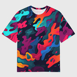 Футболка оверсайз мужская Яркая абстракция в виде камуфляжа, цвет: 3D-принт