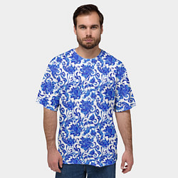Футболка оверсайз мужская Гжель классика, цвет: 3D-принт — фото 2