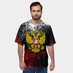 Футболка оверсайз мужская Герб РФ брызги красок, цвет: 3D-принт — фото 2