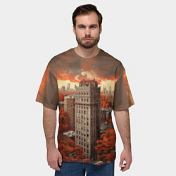 Футболка оверсайз мужская Небоскреб в осеннем городе, цвет: 3D-принт — фото 2