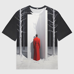 Футболка оверсайз мужская Мужчина в красном пальто, цвет: 3D-принт