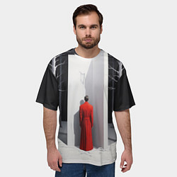 Футболка оверсайз мужская Мужчина в красном пальто, цвет: 3D-принт — фото 2