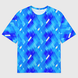 Футболка оверсайз мужская Синее пиксельное полотно, цвет: 3D-принт