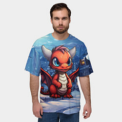 Футболка оверсайз мужская Красный недовольный дракон 2024, цвет: 3D-принт — фото 2