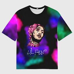 Футболка оверсайз мужская Lil peep рэп неоновый градиент, цвет: 3D-принт
