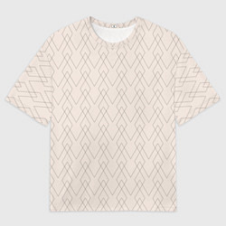 Футболка оверсайз мужская Бежевый геометричные линии, цвет: 3D-принт