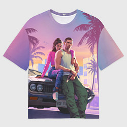 Футболка оверсайз мужская Jason & Lucia - GTA 6 official art, цвет: 3D-принт