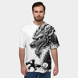Футболка оверсайз мужская Морда дракона - ирезуми, цвет: 3D-принт — фото 2