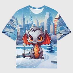 Футболка оверсайз мужская Серый дракон 2024, цвет: 3D-принт