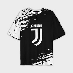 Футболка оверсайз мужская Juventus спорт краски, цвет: 3D-принт