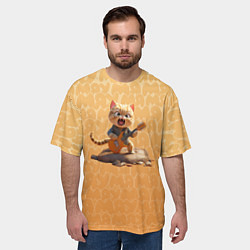 Футболка оверсайз мужская Рыжий кот с гитарой, цвет: 3D-принт — фото 2