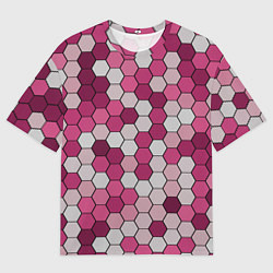 Футболка оверсайз мужская Камуфляж гексагон розовый, цвет: 3D-принт