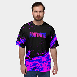 Футболка оверсайз мужская Fortnite neon logo steel, цвет: 3D-принт — фото 2
