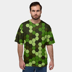 Футболка оверсайз мужская Камуфляж гексагон лесной, цвет: 3D-принт — фото 2