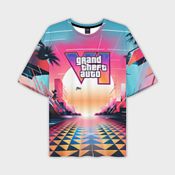 Футболка оверсайз мужская GTA 6 retro abstract logo, цвет: 3D-принт